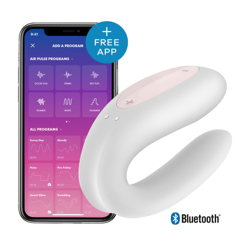 Вибратор для пар с управлением через смартфон белый Satisfyer Double Joy - 1