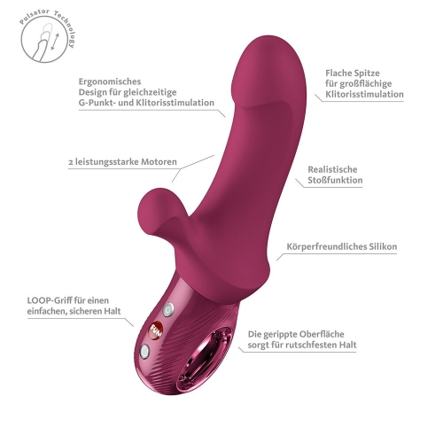 Пульсатор для точки G с отростком для клитора бордового цвета Fun Factory Bi Stronic Curve - 6