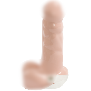 Чоловічий страпон пустотілий на ременях тілесного кольору Doc Johnson Strappy Ballsy pecker 7 inch