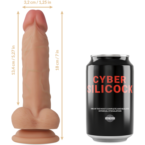 Фалоімітатор реалістичний на присосці бежевого кольору Cyber Silicock Jude довжина 180 мм - 2