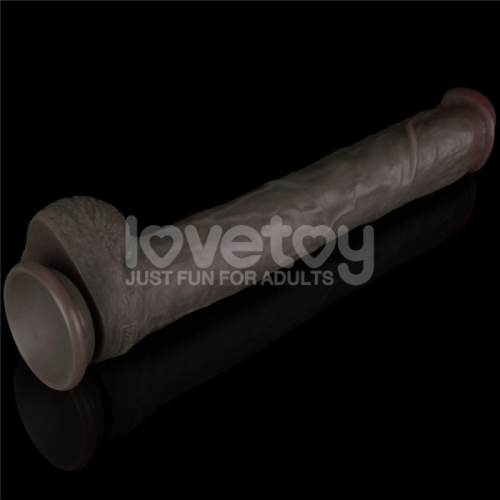 Фалоімітатор гігант двошаровий реалістичний на присосці чорного кольору Lovetoy Dual Cock XXL - 3