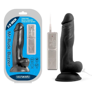 Вібратор реалістичний на присосці Mr. Rude Buzzer Black 7.9 чорного кольору