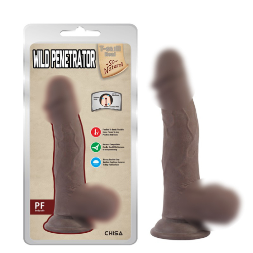 Фалоімітатор реалістичний на присосці коричневого кольору Chisa Wild Penetrator - 1