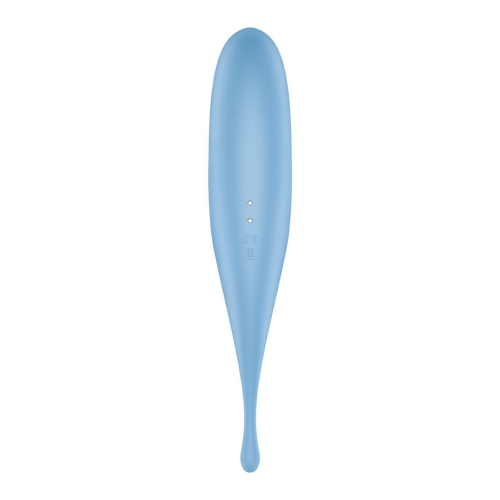 Двухсторонний вибратор с вакуумной стимуляцией клитора синего цвета Satisfyer Twirling Pro - 4