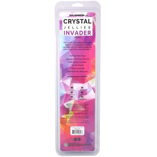 Фентезійний фалоімітатор на присосці бірюзовий Doc Johnson Crystal Jellies - Invader Dong 8.5 - 6