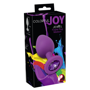 Анальная пробка с кристаллом фиолетового цвета Colorful Joy размер М 