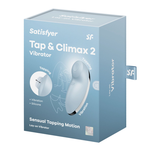 Вібратор Пульсатор для стимуляції клітора блакитного кольору Satisfyer Tap &amp;amp; Climax 2 - 7