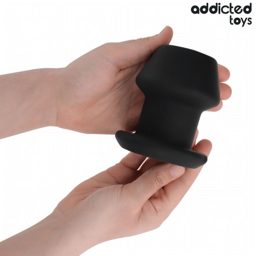 Анальная пробка с отверстием силиконовая черная Addicted Toys Extreme Hollow Anal Plug - 3