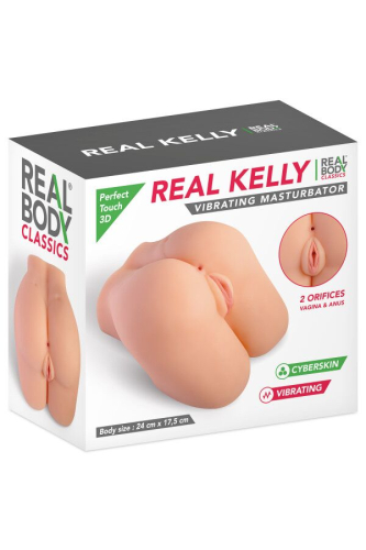 Мастурбатор полуторс анус і вагін з вібрацією тілесного кольору Real Body Kelly - 5
