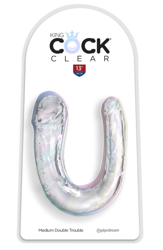 Фаллоимитатор двухсторонний реалистичный прозрачный Pipedream King Cock размер M - 2