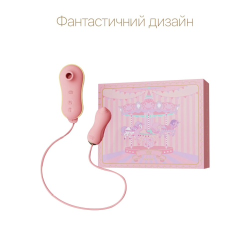 Вакуумный клиторальный стимулятор и виброяйцо розового цвета Zalo UNICORN - 3