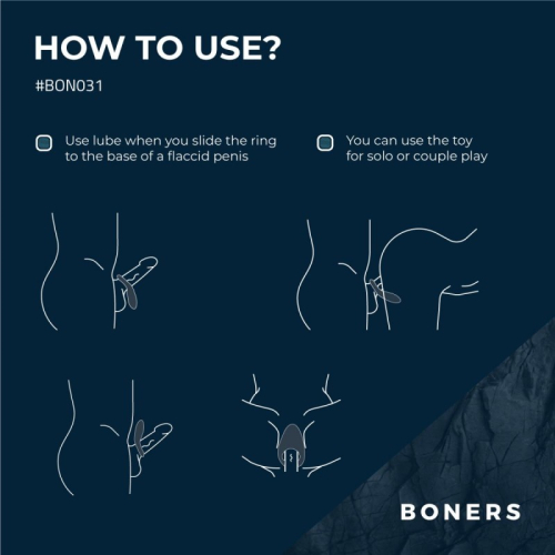Ерекційне віброкільце на член сірого кольору Boners Vibrating Cock Ring - 2