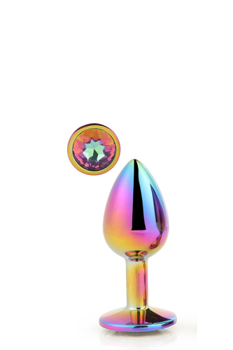 Анальна пробка райдужна з райдужним каменем 7,1 х 2,7 см Dream Toys Gleming Love - 1