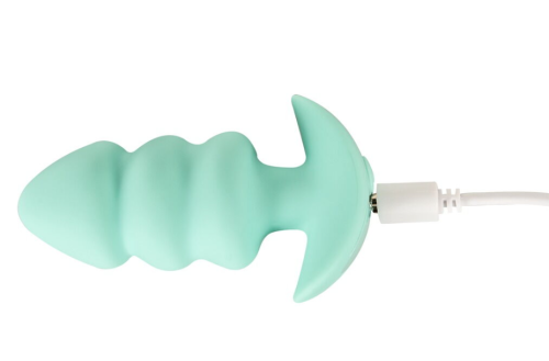 Анальна вібропробка зелена Soft Silicone Vibrating Mini Butt Plug - 4