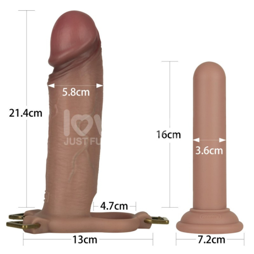 Страпон ремінний порожнистий чоловічий тілесного кольору Lovetoy Ingen 9 Enhanced Set розміри XS/S/M - 2