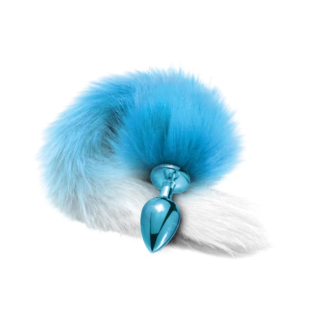 Анальная пробка с хвостом голубого цвета NS Novelties Global Novelties Nixie Metal Butt Plug With Ombre Tail Blue Metallic