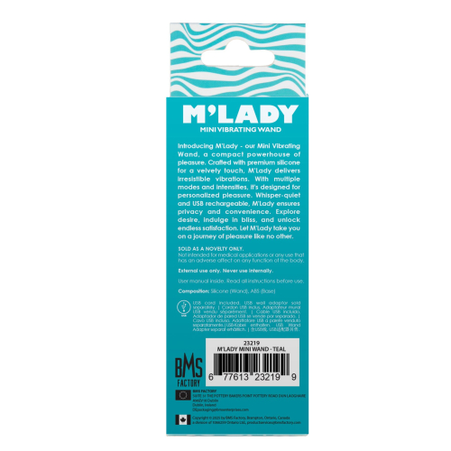 Вибромассажер Ванд мини бирюзовый BMS Factory M’Lady Mini Vibrating Wand - 5