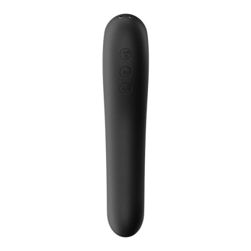 Вакуумний вібромасажер для клітора силіконовий чорний Satisfyer Dual Kiss - 3