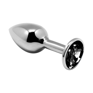 Анальная пробка металлическая с черным кристаллом размер L Alive Mini Butt Plug