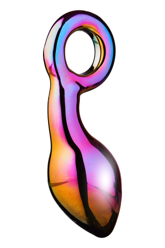 Анальний пробка з кільцем із боросилікатного скла різнокольорова Dream Toys Glamour glass chunky ring plug - 2