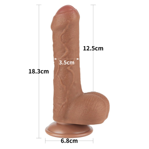 Фаллоимитатор реалистик на присоске Sliding Skin Dual Layer Dong 7.0 коричневый - 2