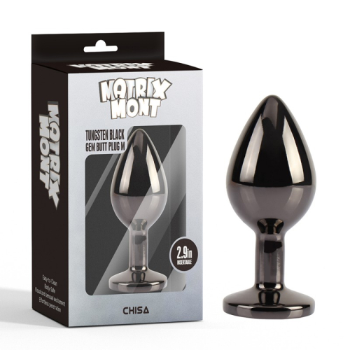 Анальная пробка черного цвета с радужным кристаллом Chisa Tungsten Gem Butt Plug размер Medium - 1