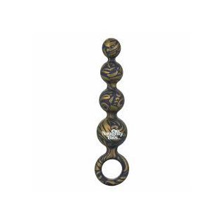 Анальные силиконовые шарики с кольцом золотисто черного цвета California Exotic Novelties Butt Balls Booty Beads