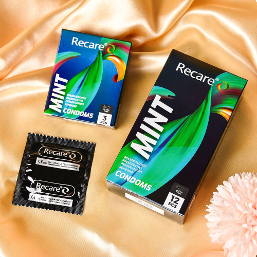 Презервативи ультратонкі аромат м'ята Recare Ultra Thin Mint Condoms Holographic 3 штуки - 5