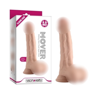 Фаллоимитатор реалистичный на присоске Sliding Skin Dual Layer Dong-Whole testicles 9.0 телесный