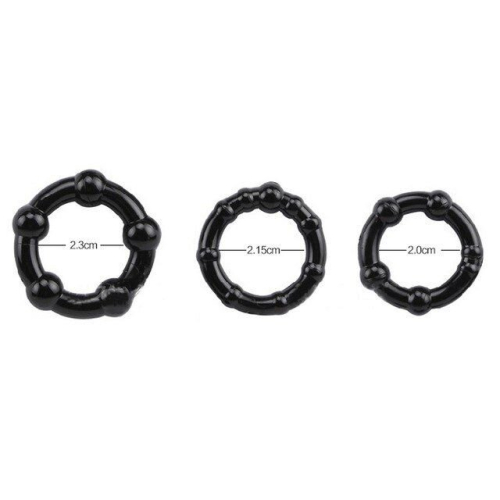 Набір ерекційних кілець різного діаметру і структур Beaded Cock Rings 291006 - 3