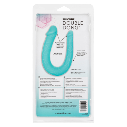 Двосторонній фалоімітатор реалістичний бірюзового кольору California Exotic Novelties - 11