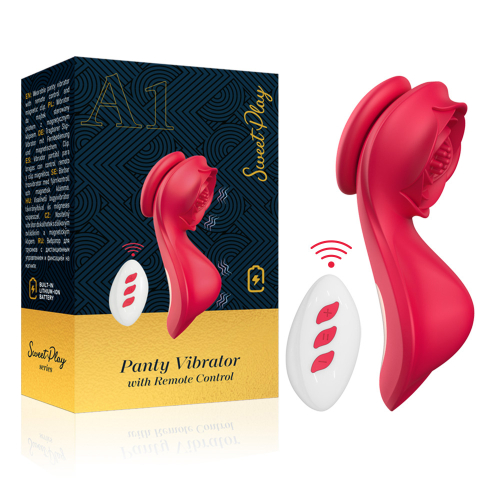 Вібротрусики для клітора з пультом керування червоного кольору Erospace Sweet Play Panty Vibrator With Remote Control - 1