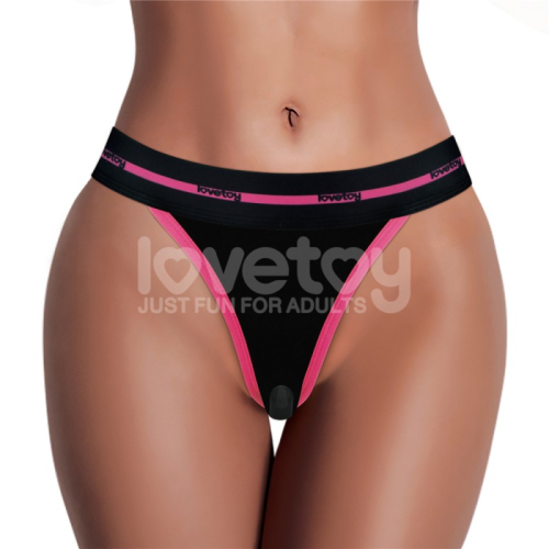 Вибротрусики для стимуляции клитора черного цвета с пультом управления Lovetoy размер Large - 3