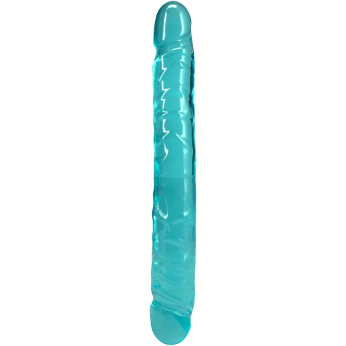 Фаллоимитатор двусторонний реалистичный бирюзовый Doc Johnson Crystal Jellies 12&amp;quot; Jr. Double Dong - 1