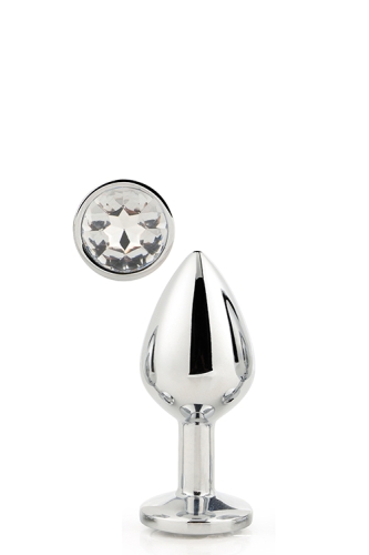 Анальная пробка серебристая с бесцветным камнем 7,1 х 2,7 см Dream Toys Gleming Love - 1