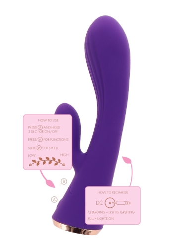 Вібратор вагінальний з кліторальним відростком фіолетовий Toy Joy IVY - 7