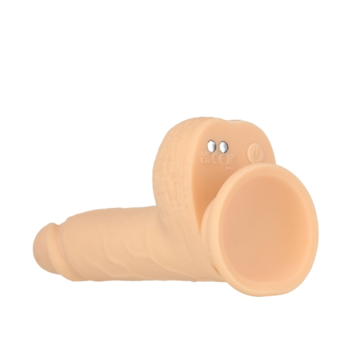 Фаллоимитатор реалистичный на присоске с пульсацией телесного цвета Addiction Naked Thrusting Dong With Remote - 5