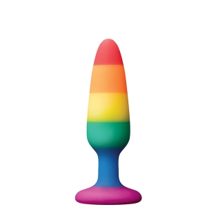 Анальна силіконова пробка на присосці кольорового кольору NS Novelties Colours pride edition довжина 85 мм