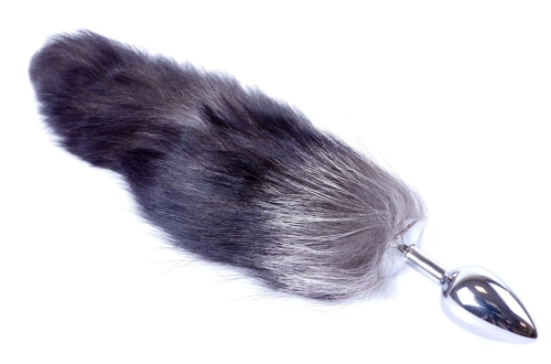 Анальна пробка S сріблястого кольору з хвостом Boss Fox TAIL - 6