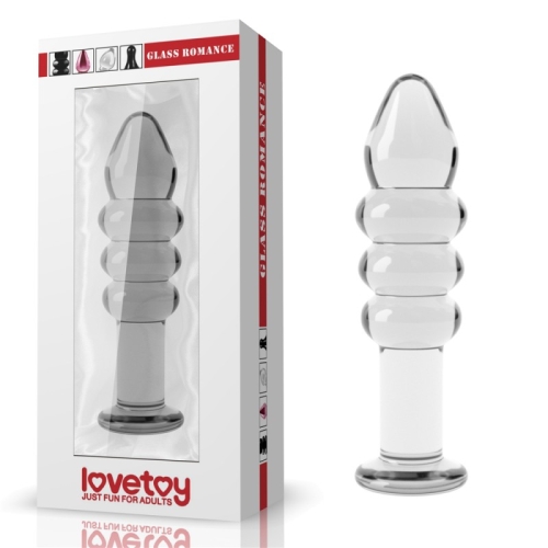 Набір анальних пробок ребристі рожева біла чорна Lovetoy Glass Romance - 2