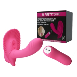 Вибробабочка с стимулятором клитора и точки Джи на пульте ДУ PRETTY LOVE Powerful Shell Stimulator