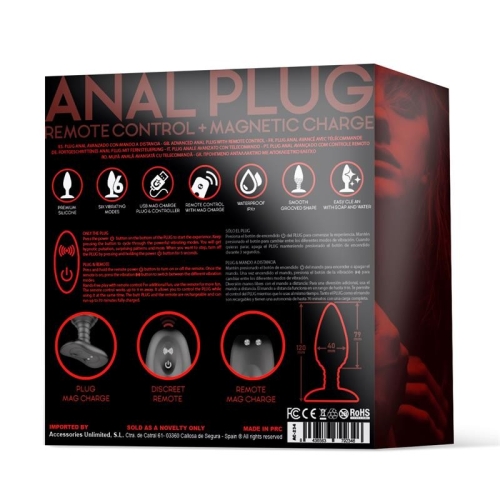 Анальна вібропробка з пультом керування Action Asher Butt Plug чорного кольору - 3