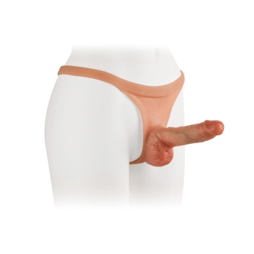 Ременной страпон реалистичный на стрингах оранжевый Vscnovelty Versatile Pants - 2