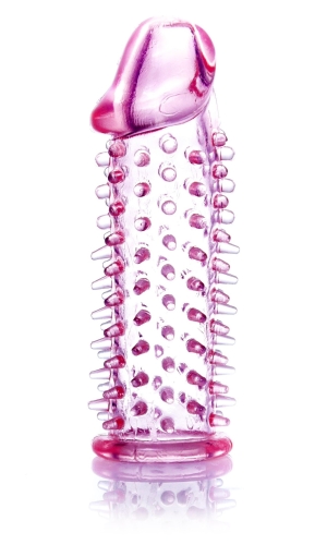 Насадка на член презерватив з шипами рожева Boss Series Penis Sleeve - 1
