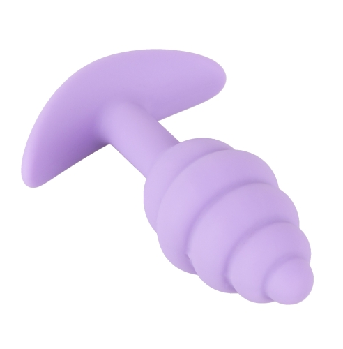 Анальна пробка ребриста фіолетового кольору Soft Silicone Mini Butt Plug - 3
