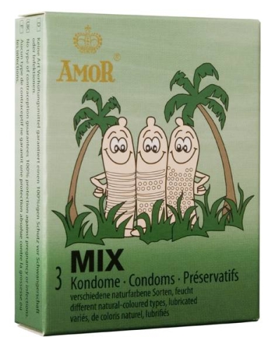 Презервативы разной текстуры и разных цветов Amor Big Mix 3 штуки - 1