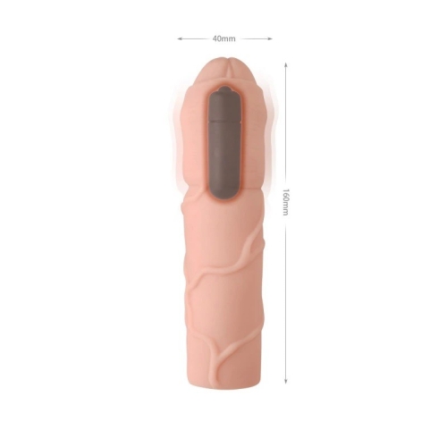 Вібронасадка на член реалістична тілесного кольору Vscnovelty Fantastic Vibrating Penis Extenders - 2