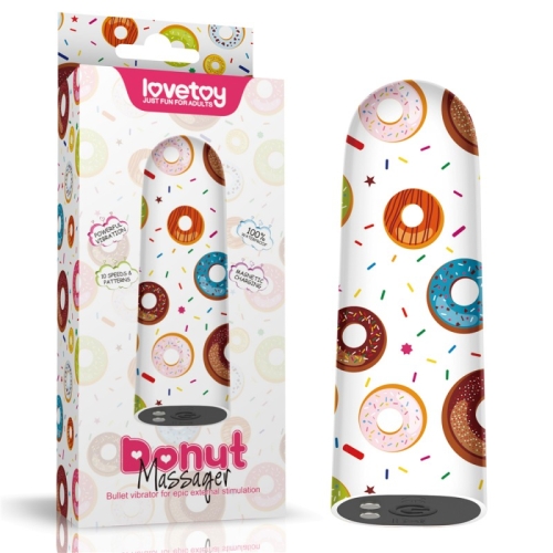 Компактный вибратор для клитора с принтом Lovetoy Rechargeable Donut Massager - 1