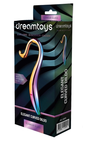 Изогнутый стеклянный фаллоимитатор разноцветный Dream Toys Glamour Glass - 4