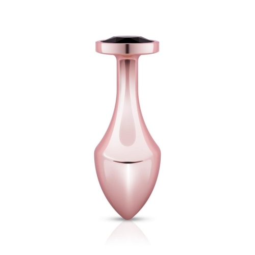Анальна пробка золотистого кольору із чорним кристалом Rosy Gold Nouveau Butt Plug - 3